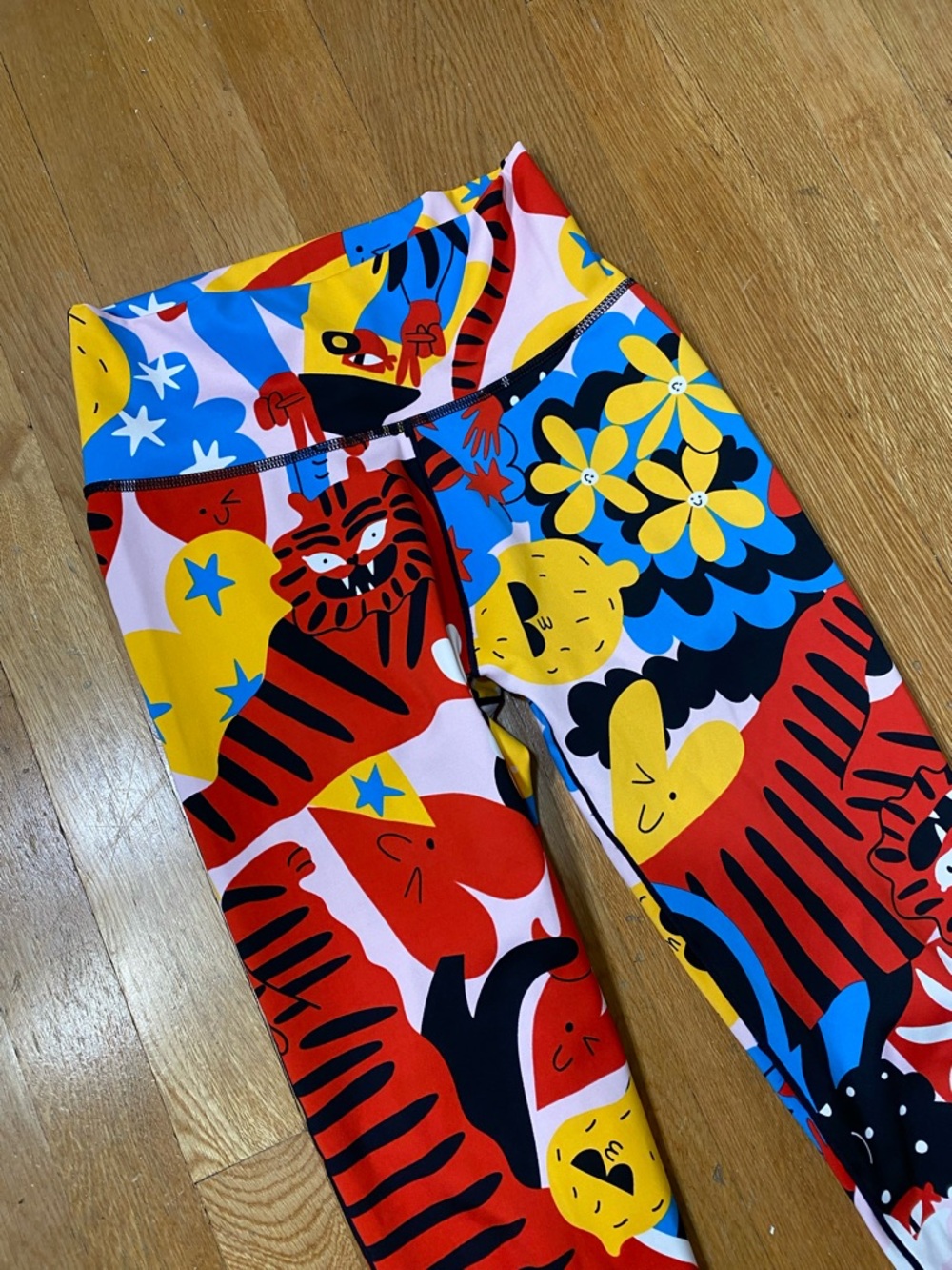 Adidas Believe This 7/8 Tights Colorful Graphic Tiger Floral Print Leggings S - Picture 7 of 14
